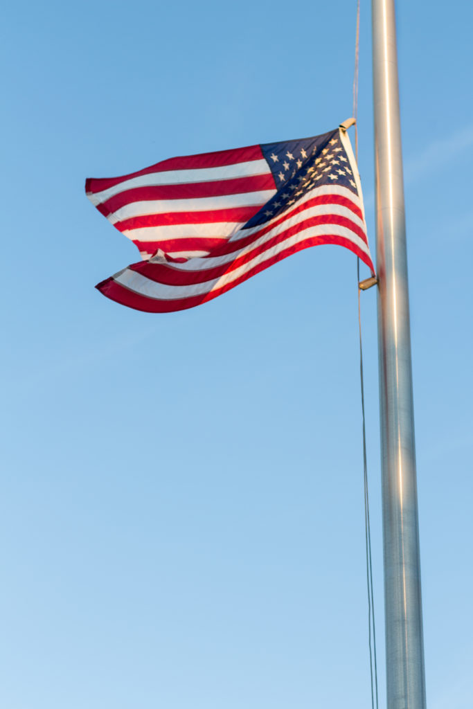 American Flag at Kenosha Harbor at Golden Hour