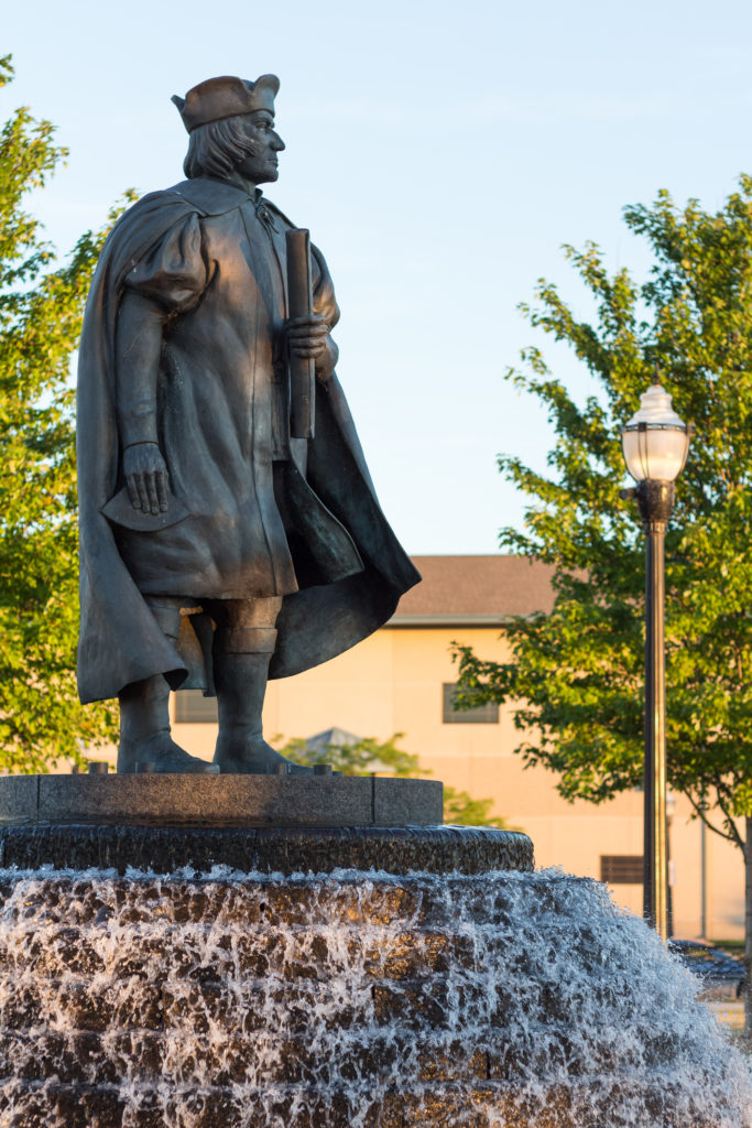 Fountain at Kenosha Harbor at Golden Hour