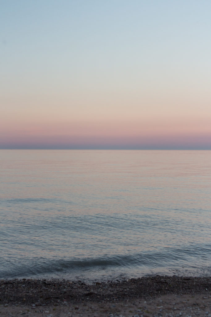 Lake Michigan at Wind Point Lighthouse at Golden Hour