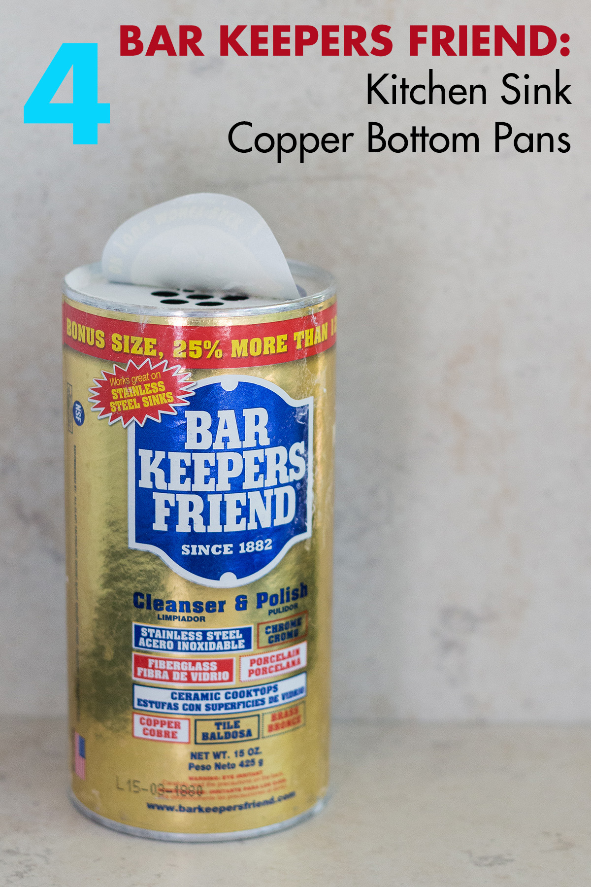 Bar Keepers Friend to Clean Sinks and Polish Copper Pans