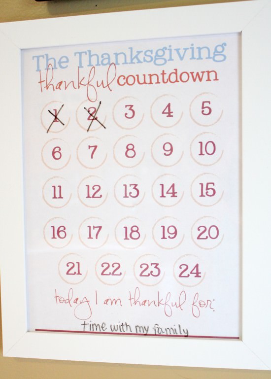 Thanksgiving Thankful Countdown Free Printable