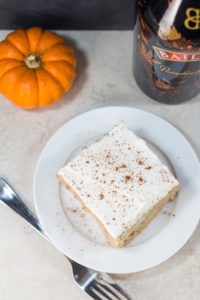 Tres leches cake with the amazing seasonal Bailey's Pumpkin Spice! | https://www.roseclearfield.com