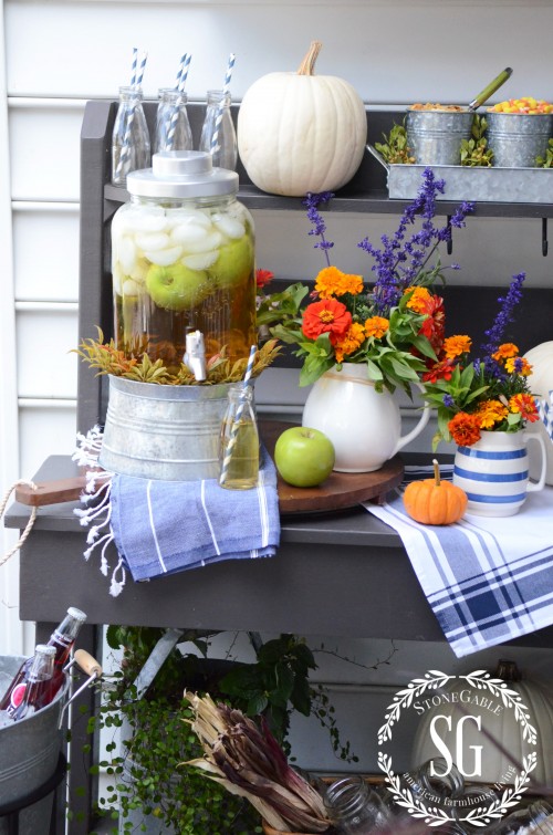 Fall Drink Bar with Golden Apple Cider Stone Gable Blog