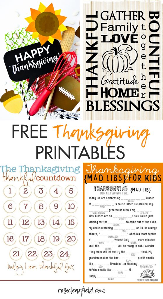 Free Thanksgiving Printables Round-Up