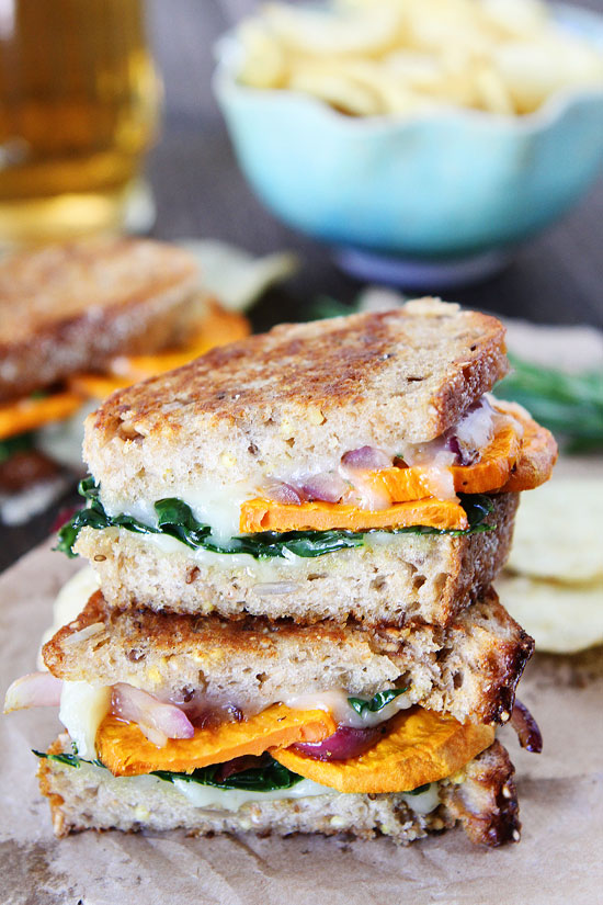 Fall and Winter Grilled Cheese Recipes - Sweet Potato and Kale Grilled Cheese - twopeasandtheirpod.com | https://www.roseclearfield.com