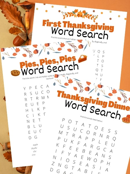 Thanksgiving word searches