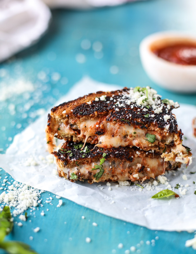 Eggplant Parmesan Grilled Cheese - howsweeteats.com | https://www.roseclearfield.com