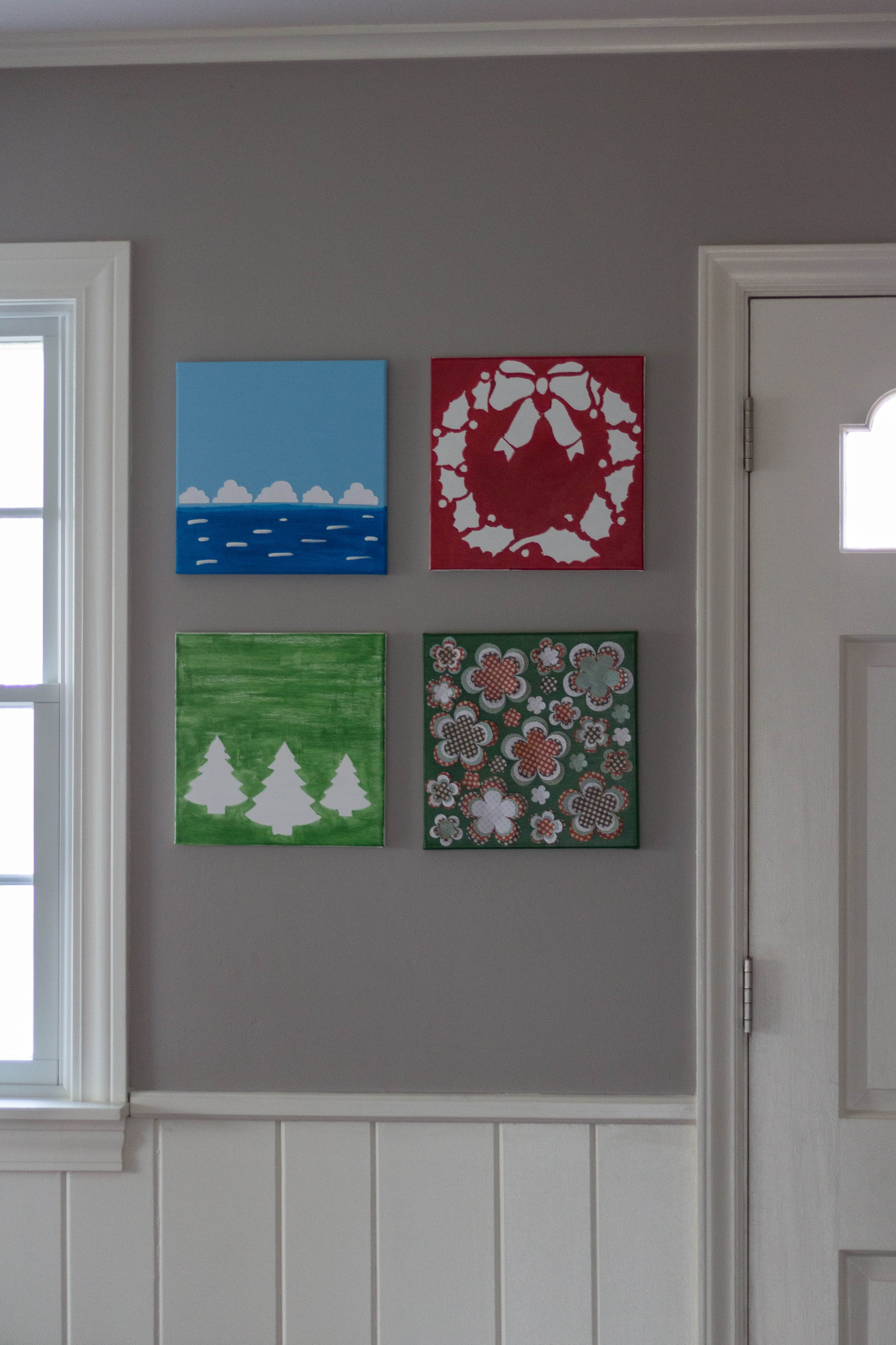 DIY holiday canvas wall art display. Check out the post to learn more about to make your own holiday decor. | https://www.roseclearfield.com