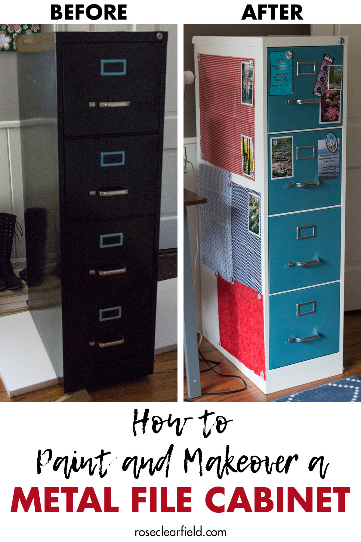 How To Paint And Makeover A Metal File Cabinet Rose Clearfield