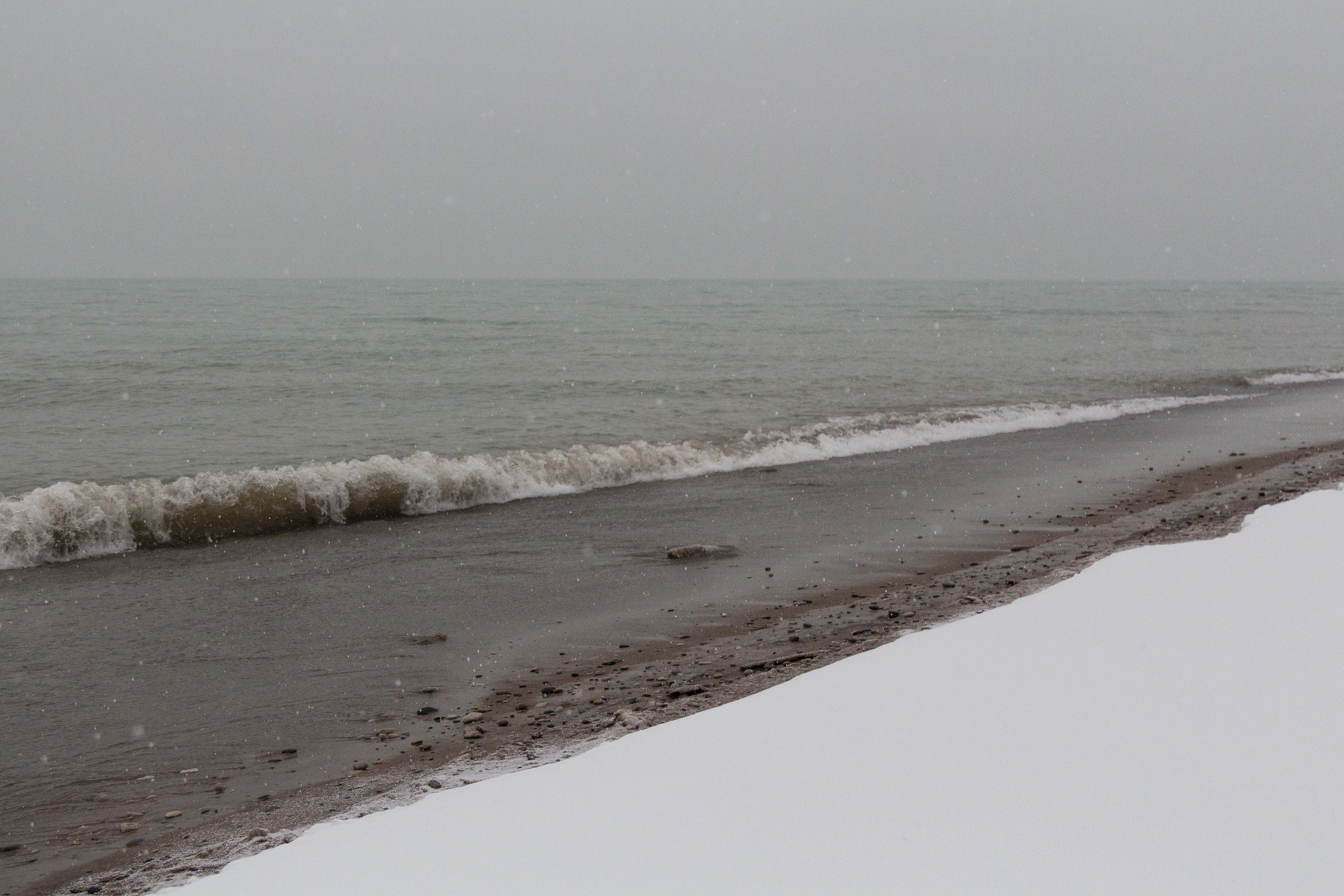 Snowfall on the Lake Michigan Beachfront in Southeast, WI | https://www.roseclearfield.com