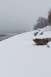 Snowfall on the Lake Michigan Beachfront in Southeast, WI | https://www.roseclearfield.com