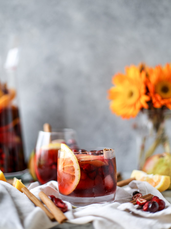 Last-Minute New Year's Eve Party Ideas - Cranberry Chai Sangria | https://www.roseclearfield.com