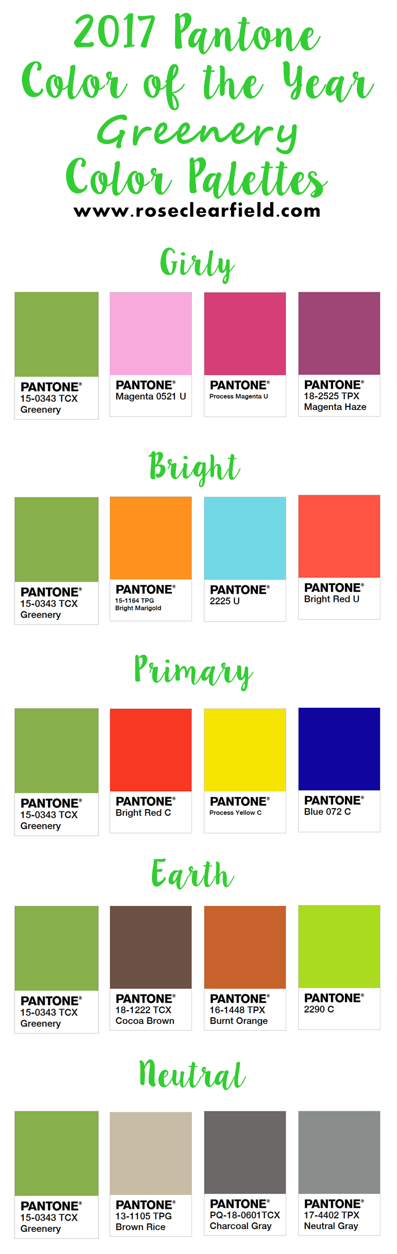 2017 Pantone Color of the Year - Color Palettes | https://www.roseclearfield.com