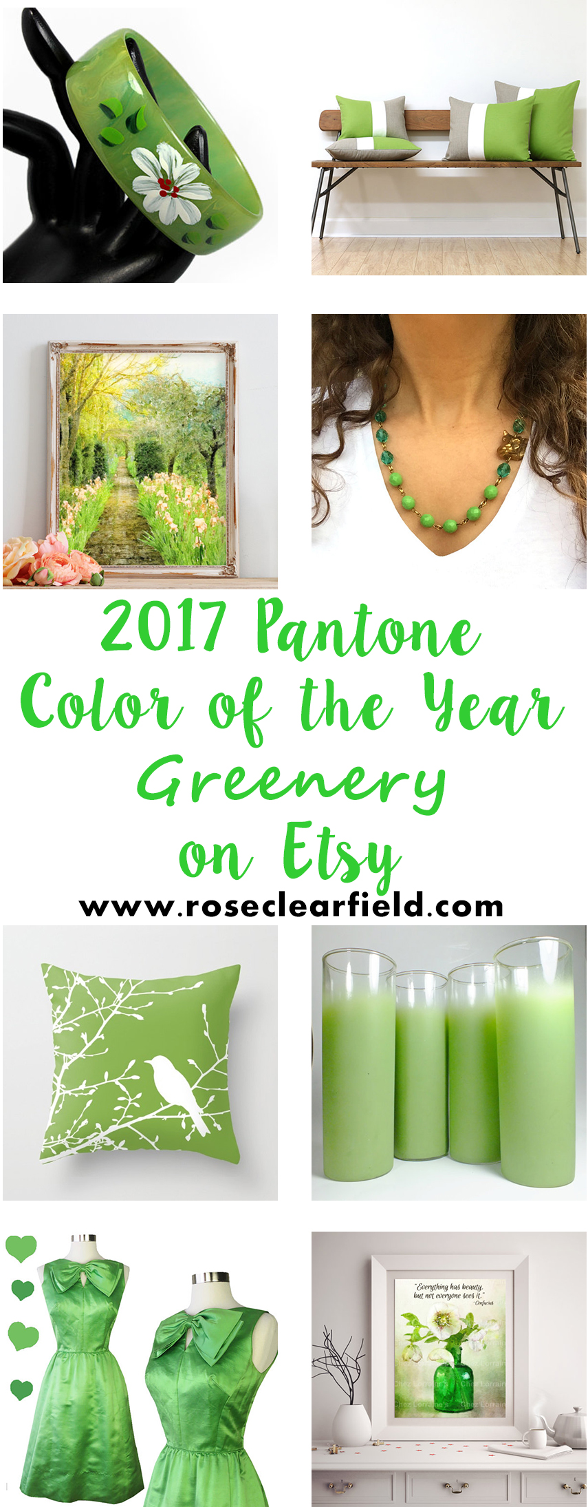 2017 Pantone Color of the Year Greenery on Etsy | https://www.roseclearfield.com