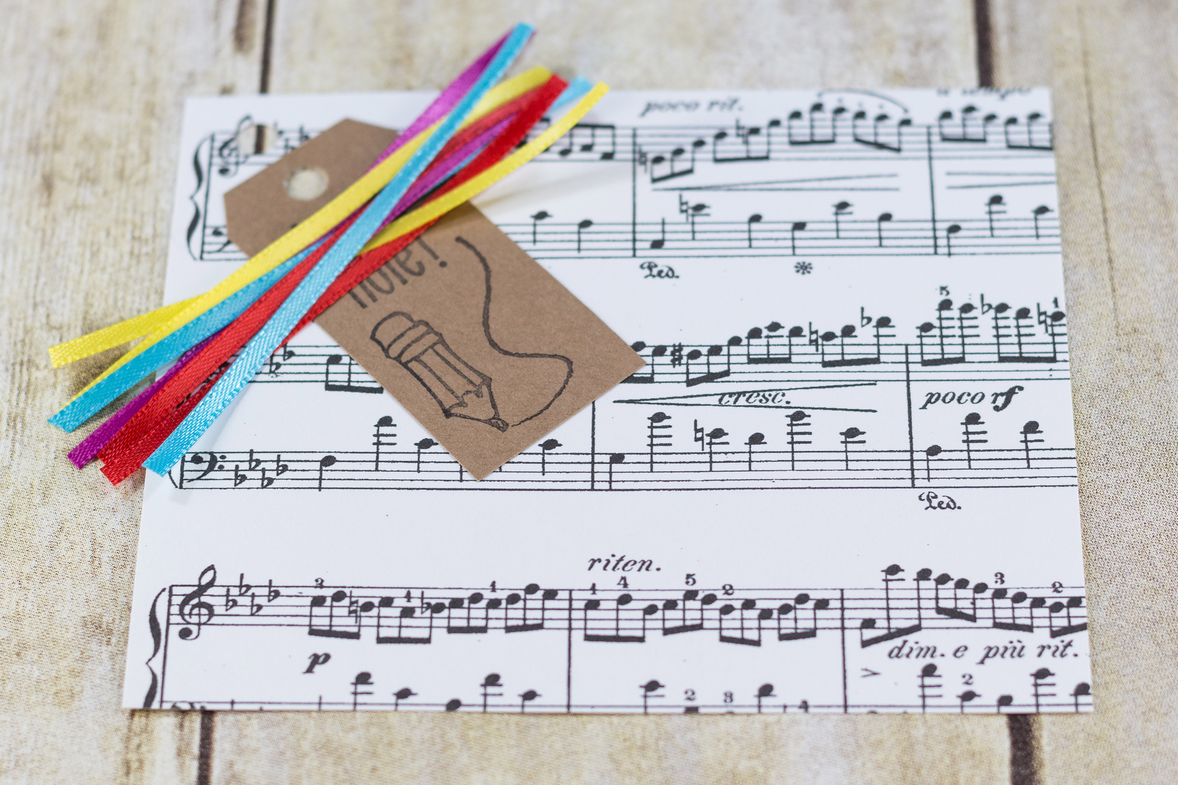 DIY Just a Note Sheet Music Greeting Card Tutorial | https://www.roseclearfield.com