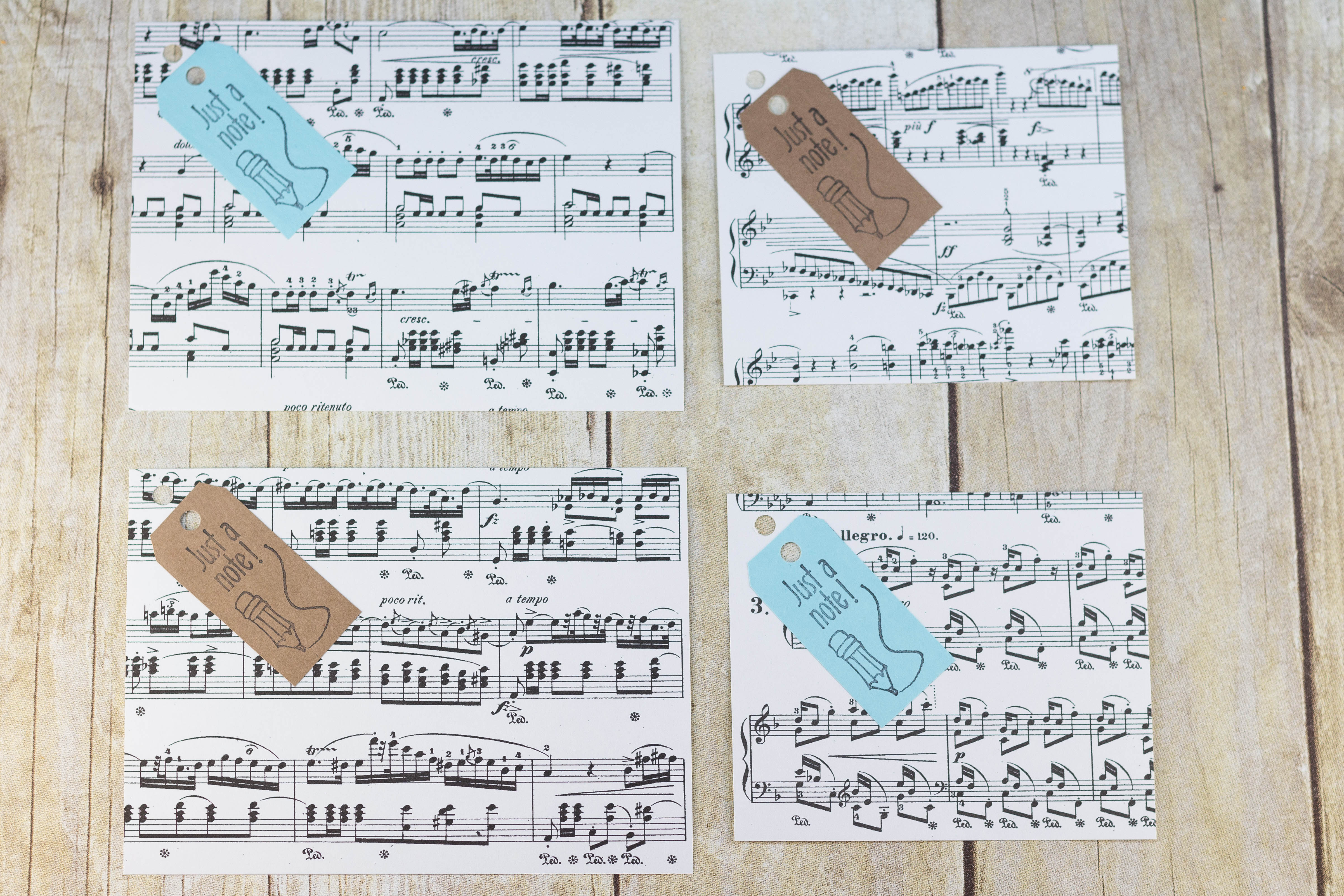 DIY Just a Note Sheet Music Greeting Card Tutorial | https://www.roseclearfield.com