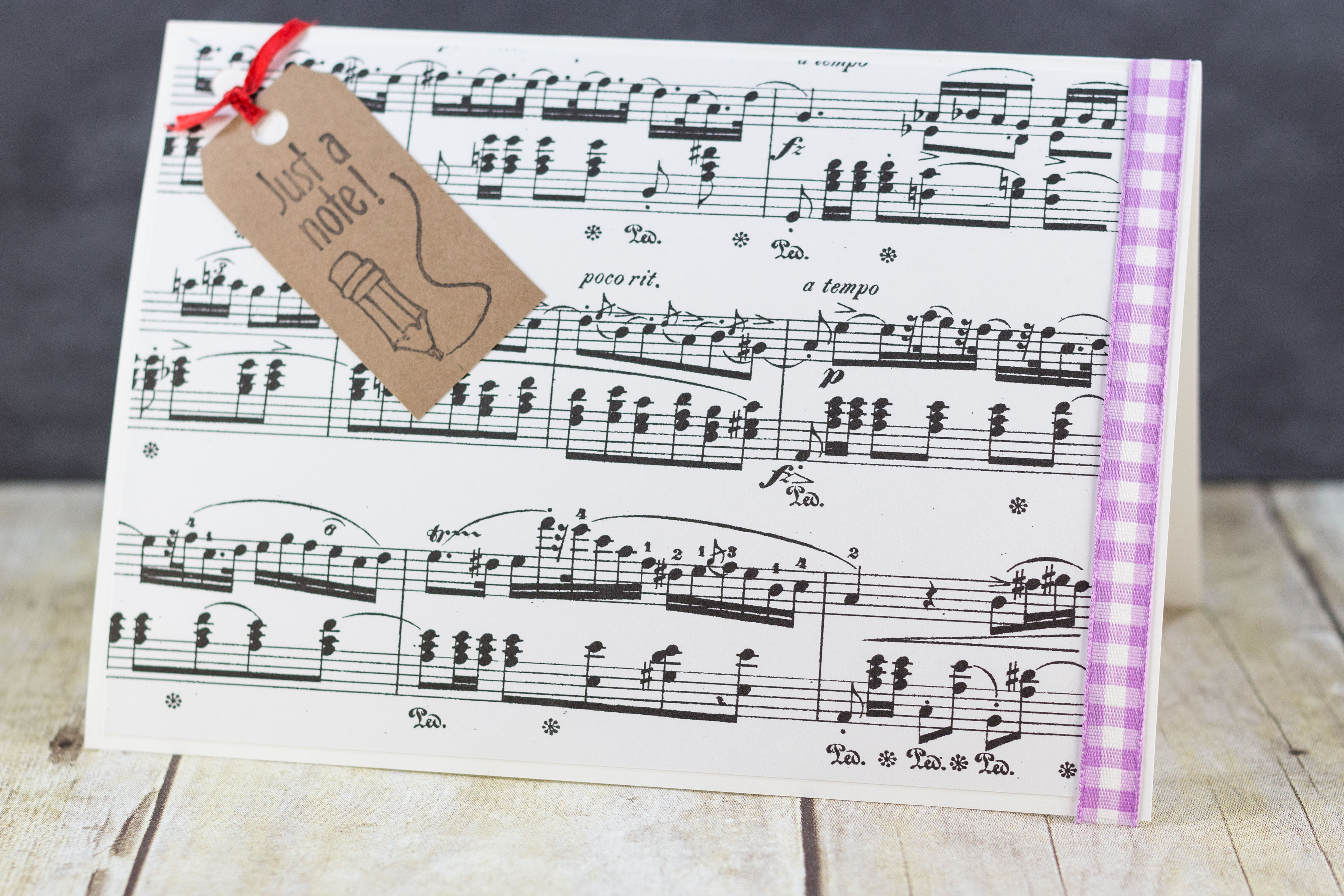 DIY Just a Note Sheet Music Greeting Card Tutorial | https://www.roseclearfield.com