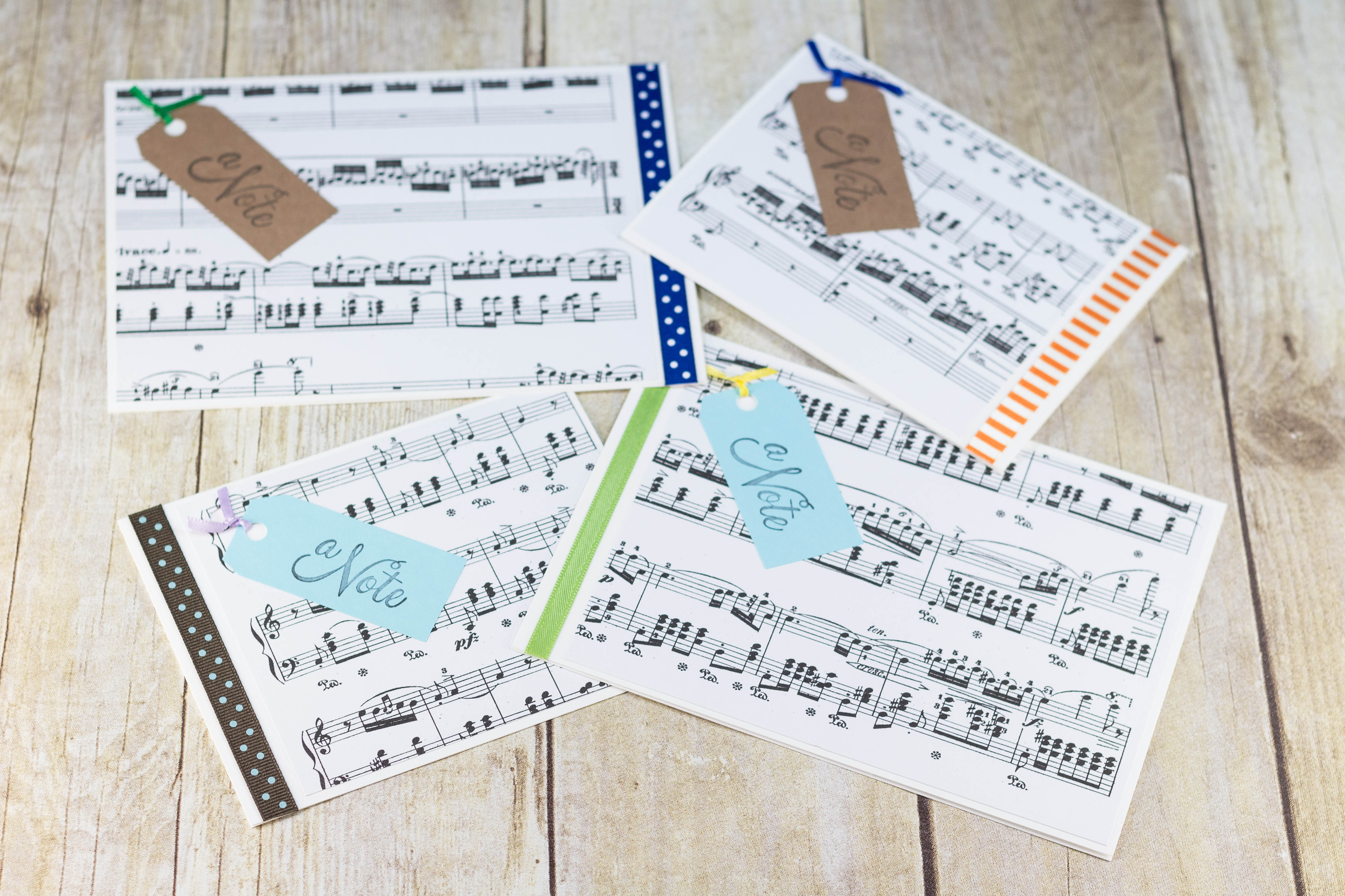 DIY Just a Note Sheet Music Greeting Card Tutorial | https://www.roseclearfield.com