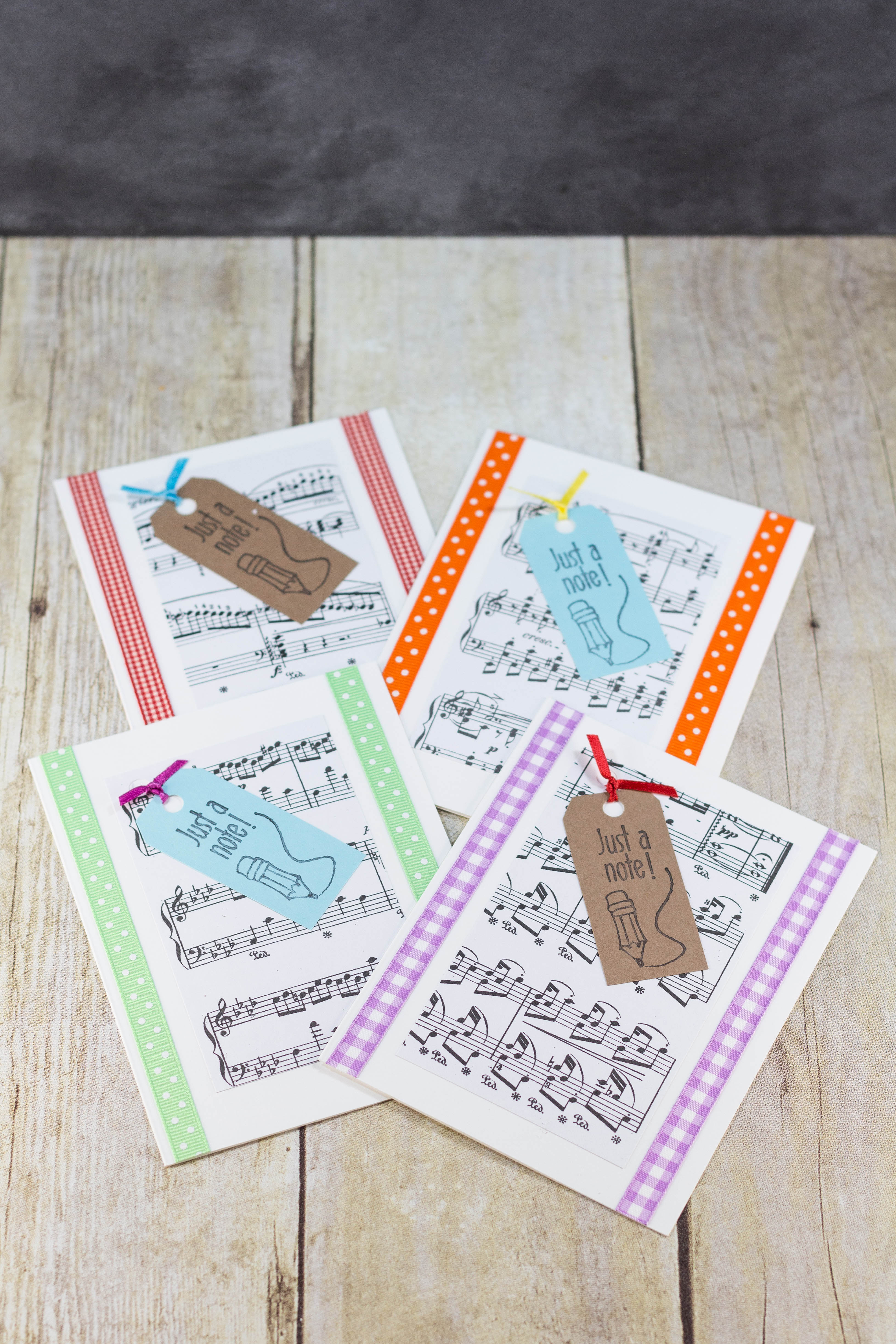 DIY Just a Note Sheet Music Greeting Card Tutorial | https://www.roseclearfield.com