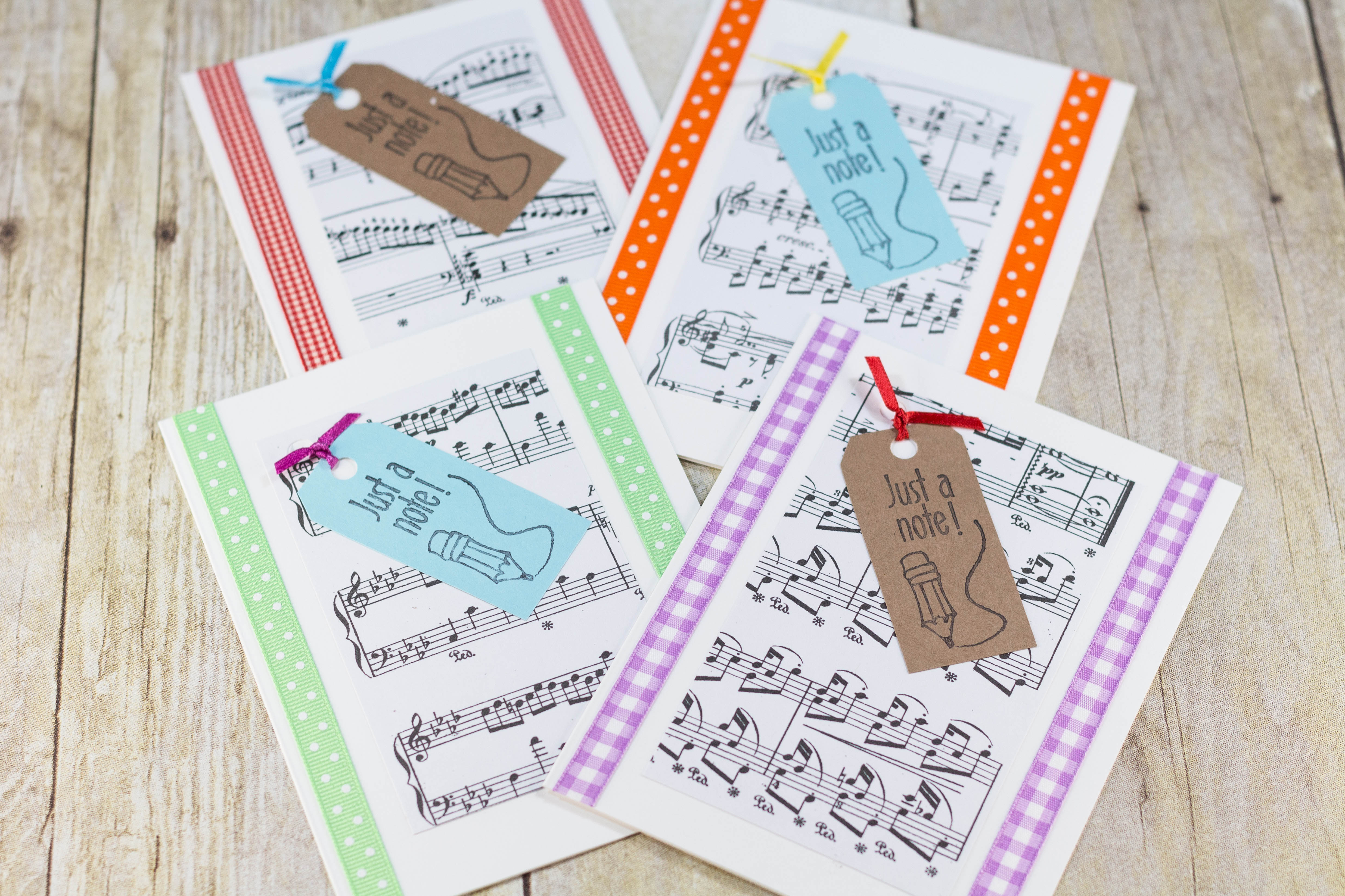 DIY Just a Note Sheet Music Greeting Card Tutorial | https://www.roseclearfield.com