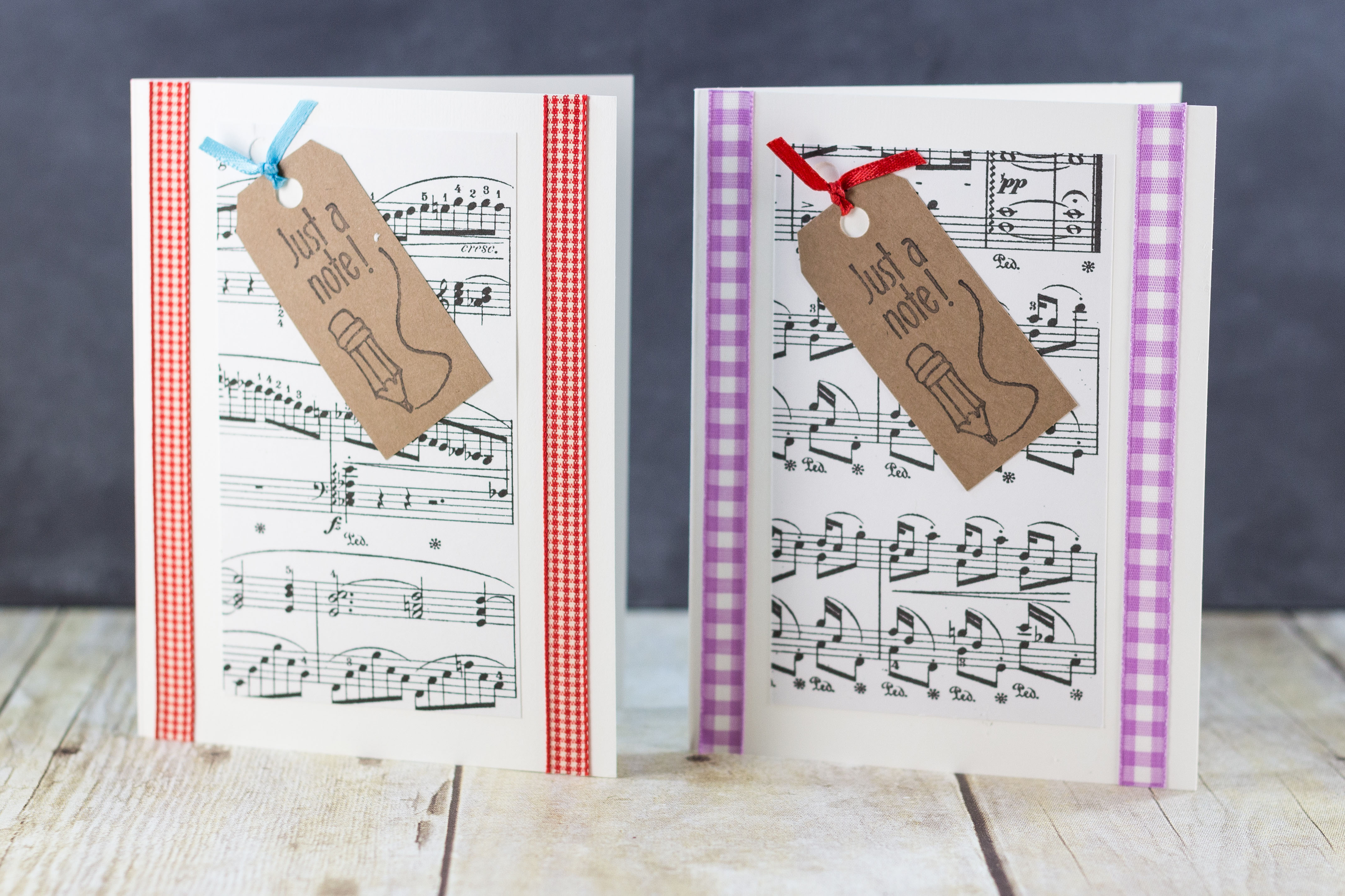 DIY Just a Note Sheet Music Greeting Card Tutorial | https://www.roseclearfield.com