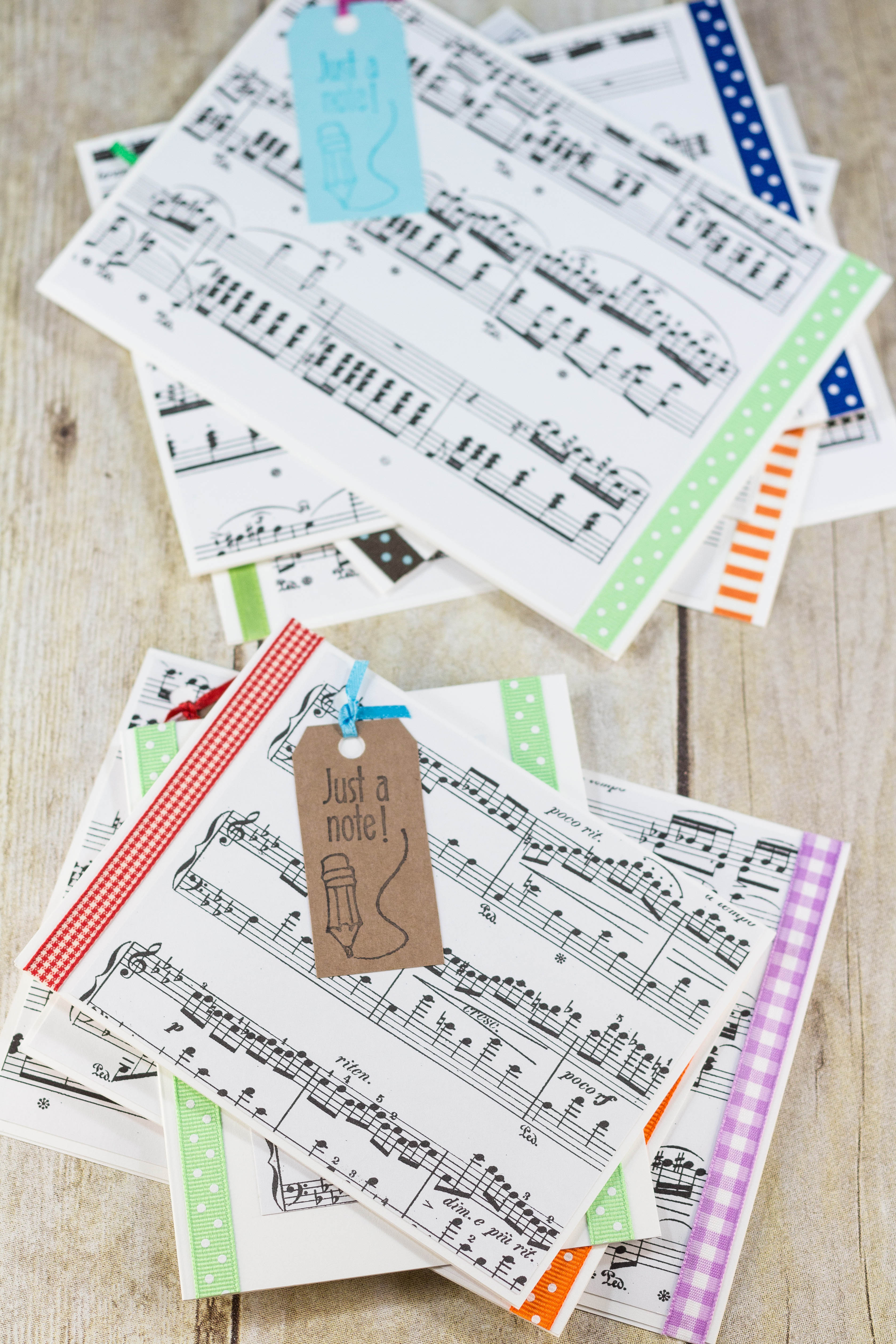 DIY Just a Note Sheet Music Greeting Card Tutorial | https://www.roseclearfield.com