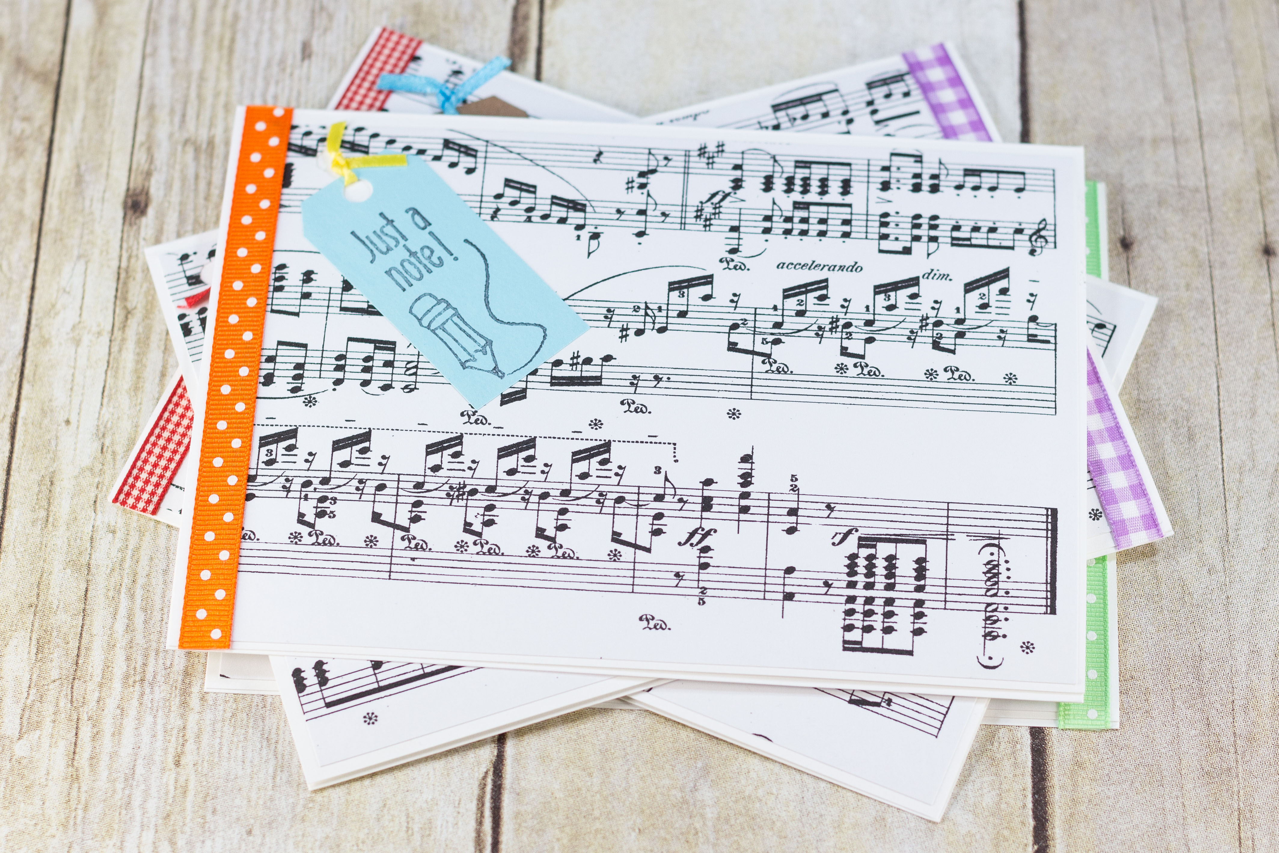 DIY Just a Note Sheet Music Greeting Card Tutorial | https://www.roseclearfield.com