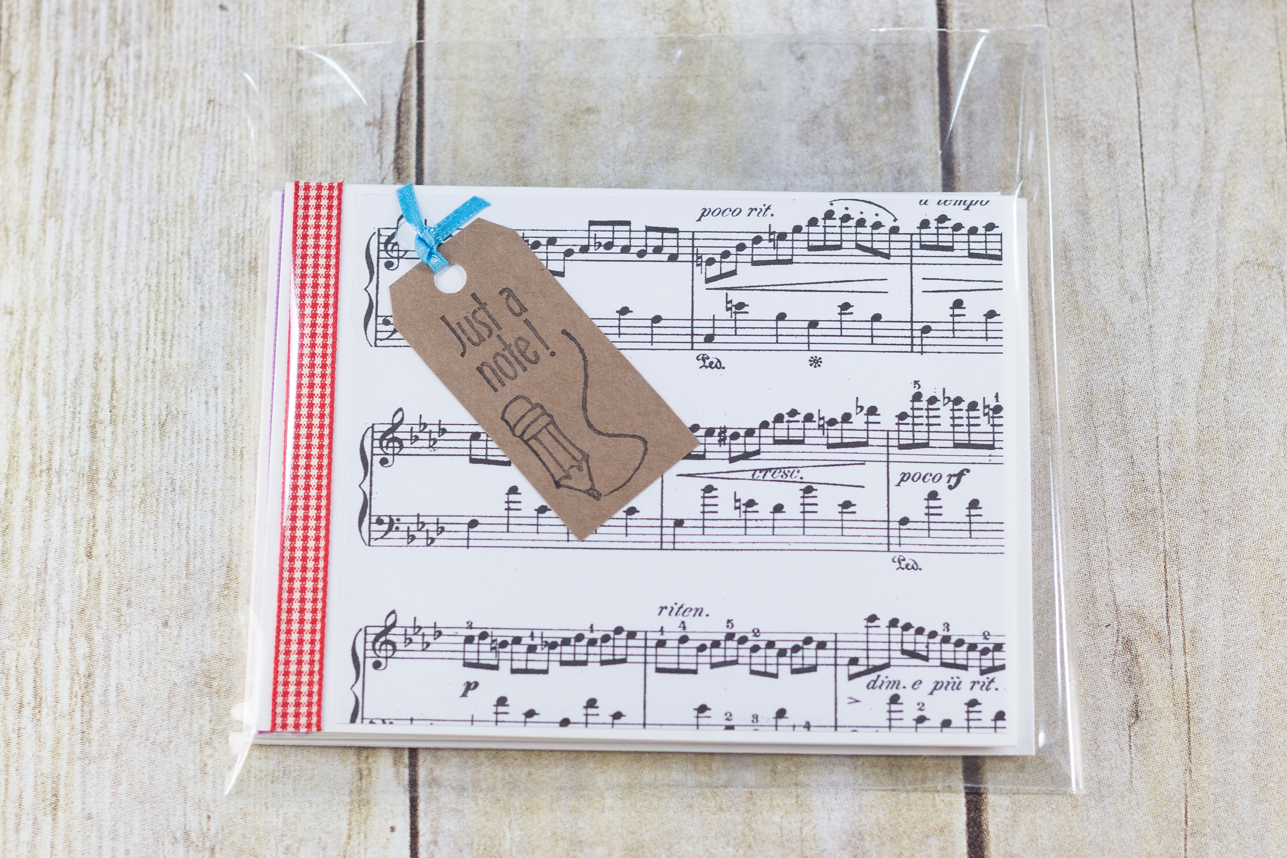 DIY Just a Note Sheet Music Greeting Card Tutorial | https://www.roseclearfield.com