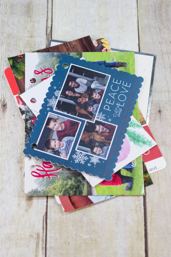 DIY Upcycled Christmas Card Books - Punched Christmas cards.