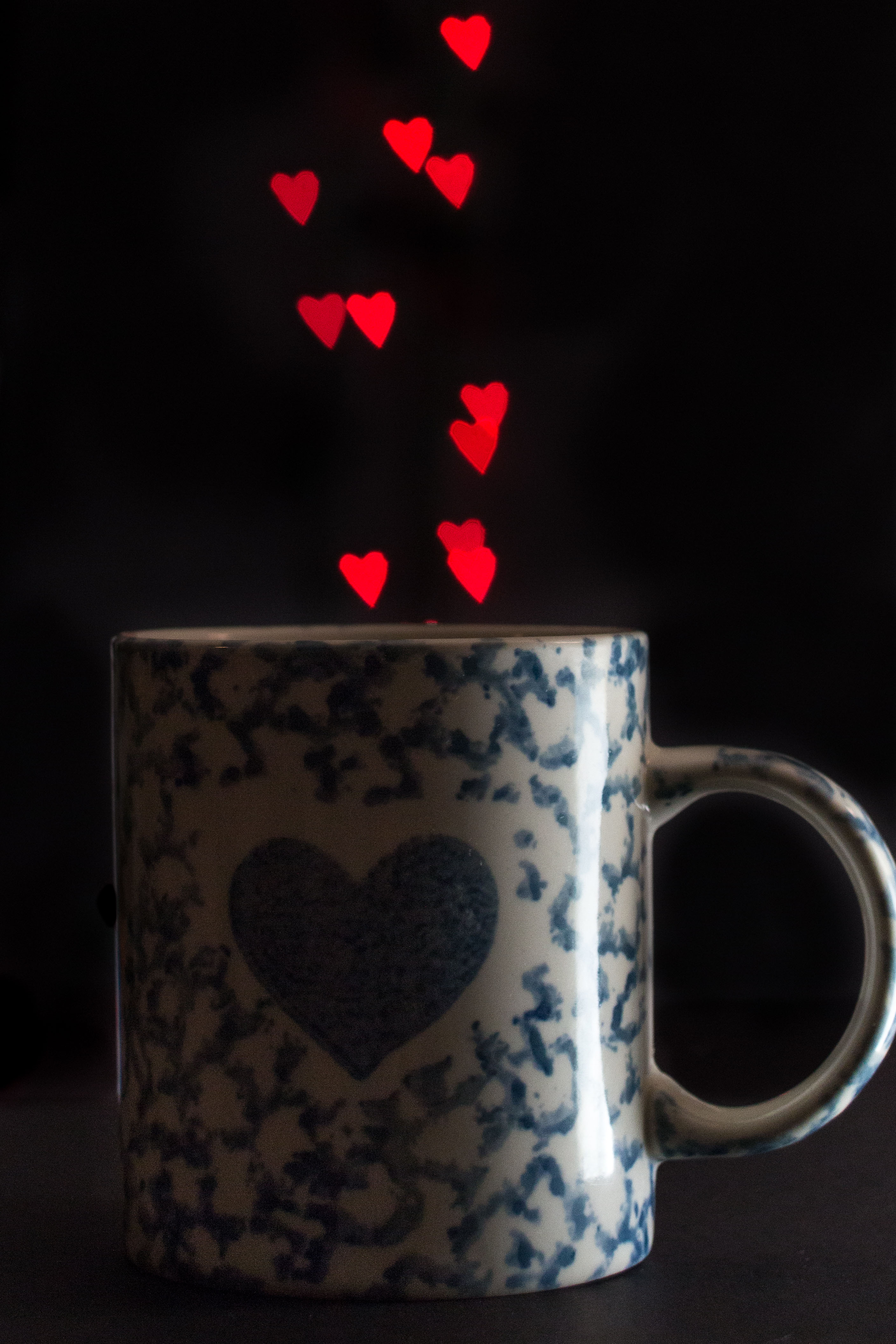 Heart mug with heart bokeh for Valentine's Day! | https://www.roseclearfield.com