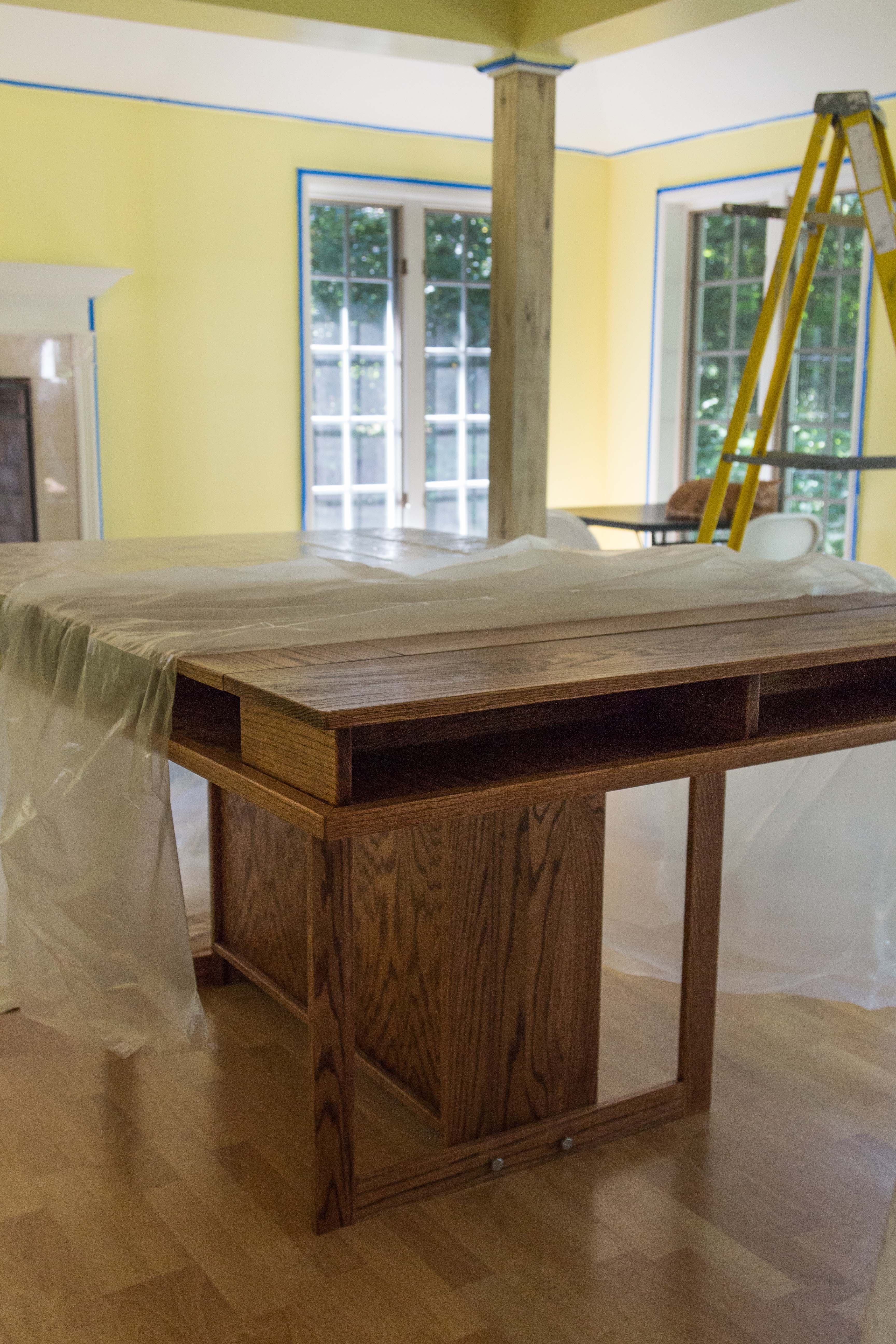 New Gaming Table in the Sun Room, Painting in Progress | https://www.roseclearfield.com