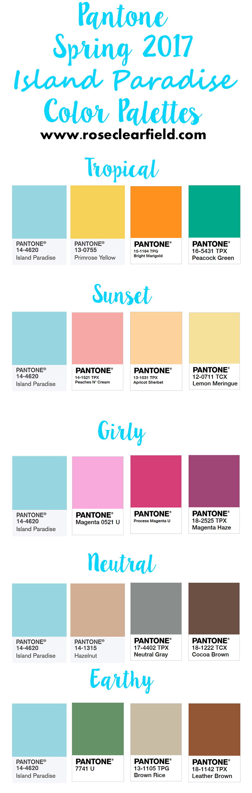 Pantone Spring 2017 Island Paradise Color Palettes | https://www.roseclearfield.com