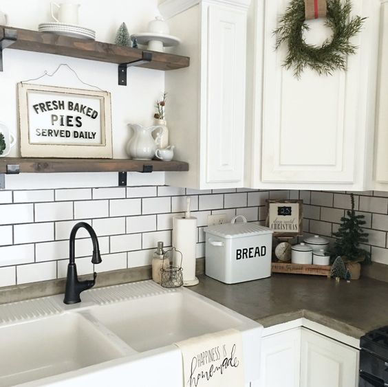 Farmhouse Kitchen Decorated for Winter