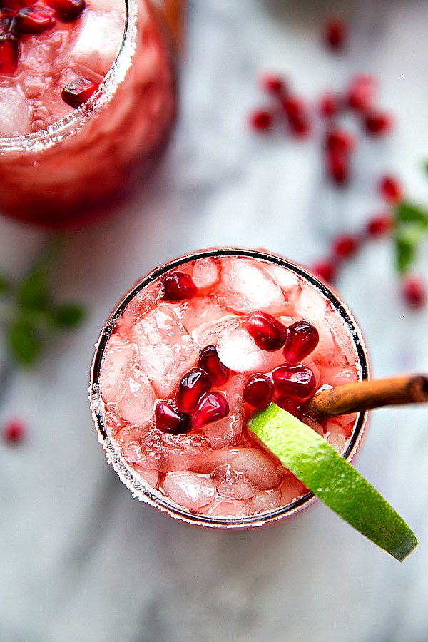 Non-Alcoholic Drinks for Thanksgiving - Sparkling Cranberry Pomegranate Drink | https://www.roseclearfield.com