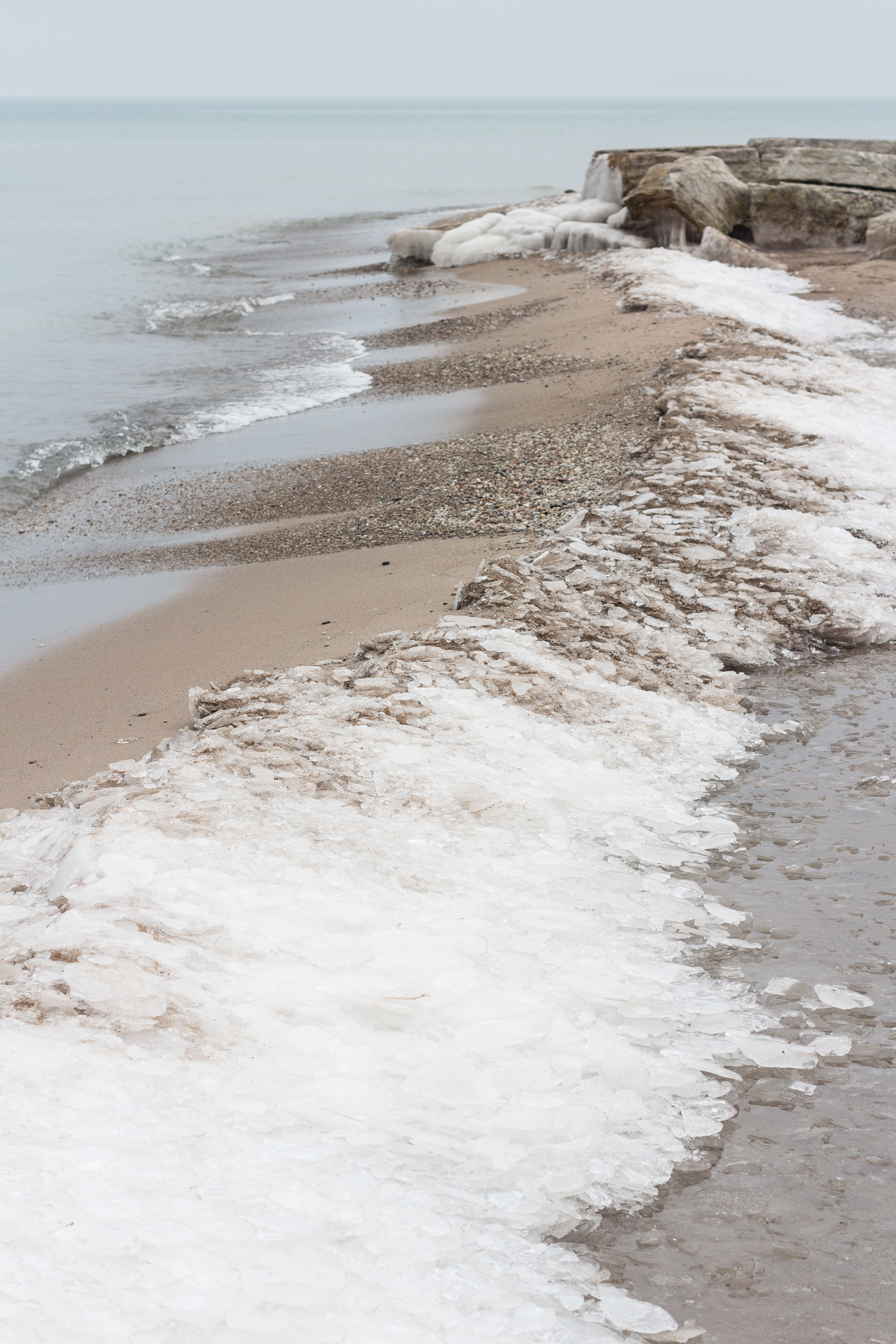 February Lake Michigan Beachfront in Southeast WI | https://www.roseclearfield.com