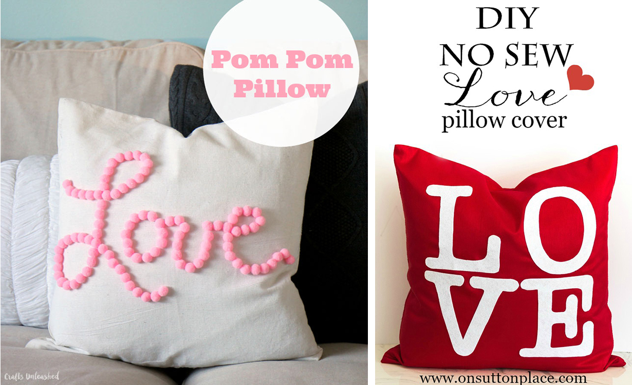 Last-Minute DIY Valentine's Day Decor Ideas - No-Sew Pillow Covers | https://www.roseclearfield.com