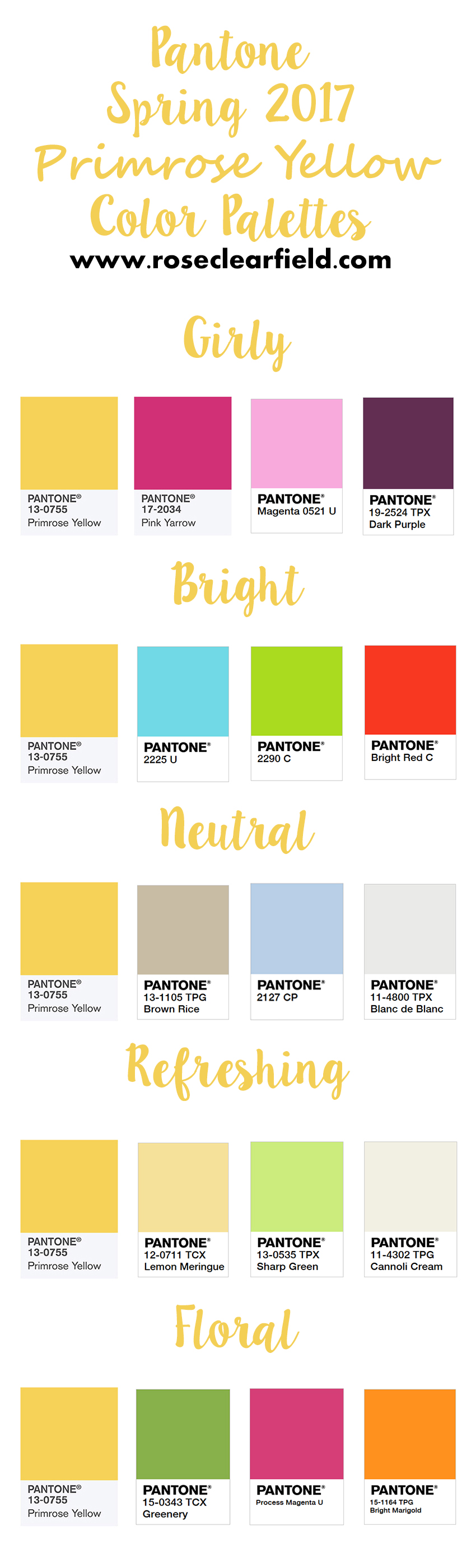 Pantone Spring 2017 Primrose Yellow Color Palettes | https://www.roseclearfield.com