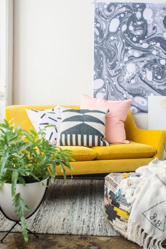 Pantone Spring 2017 Primrose Yellow - Living Room | https://www.roseclearfield.com