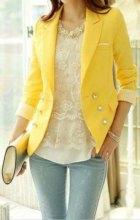 Pantone Spring 2017 Primrose Yellow Pinterest - Fitted Jacket | https://www.roseclearfield.com