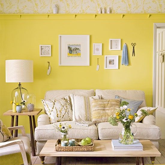 Pantone Spring 2017 Primrose Yellow Pinterest - Living Room Statement Yellow | https://www.roseclearfield.com