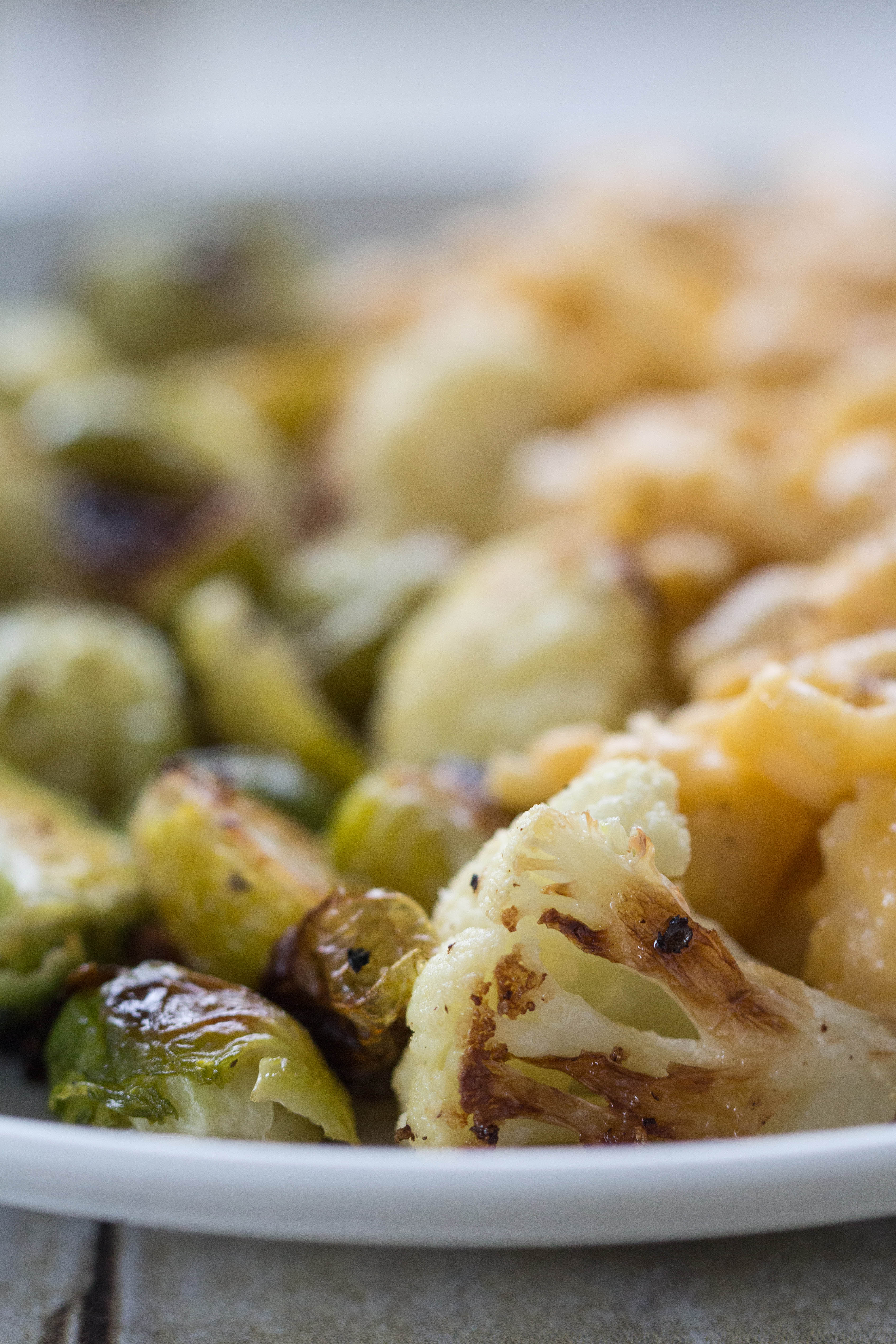 Roasted Cauliflower and Brussels Sprouts | https://www.roseclearfield.com