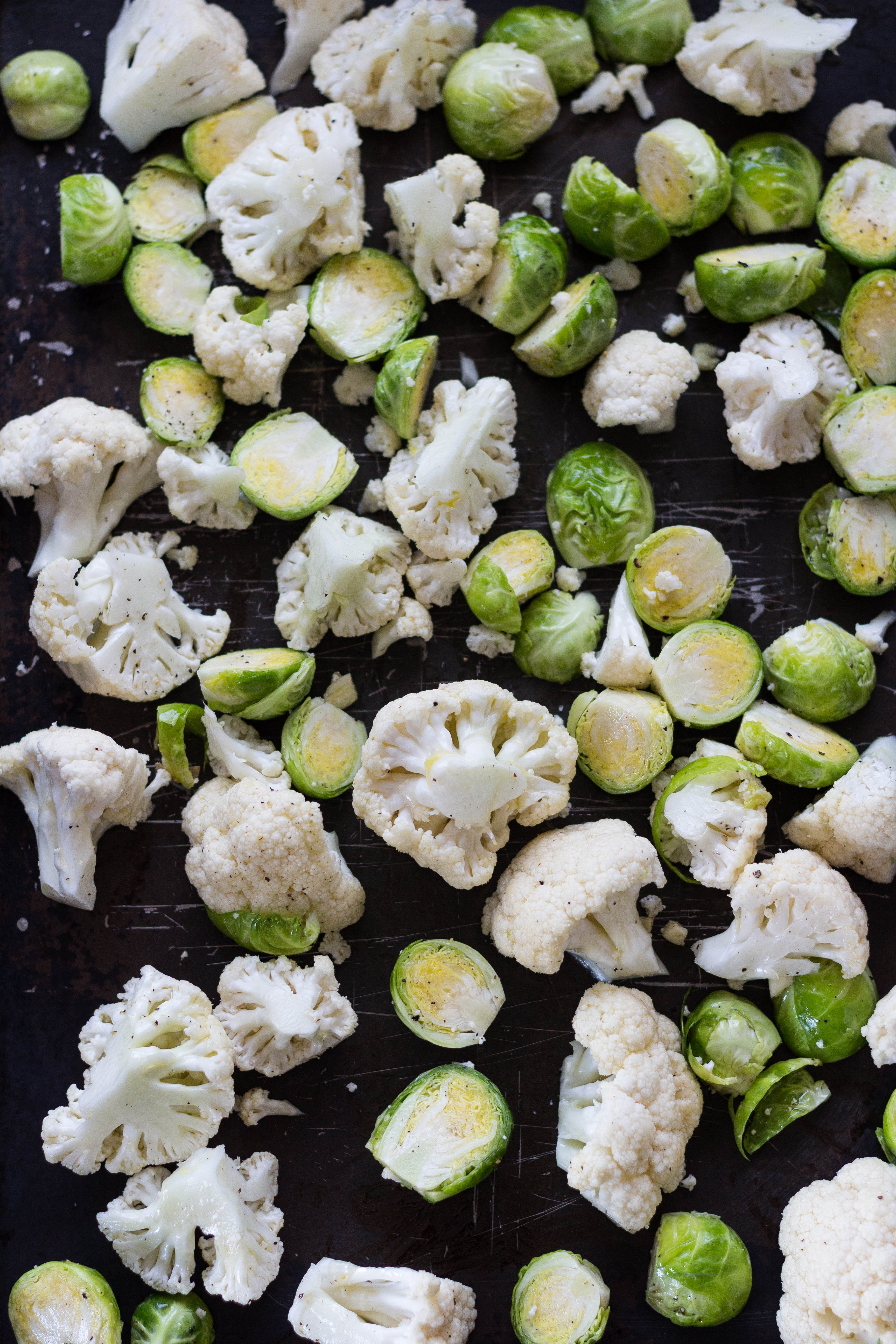 Roasted Cauliflower and Brussels Sprouts | https://www.roseclearfield.com