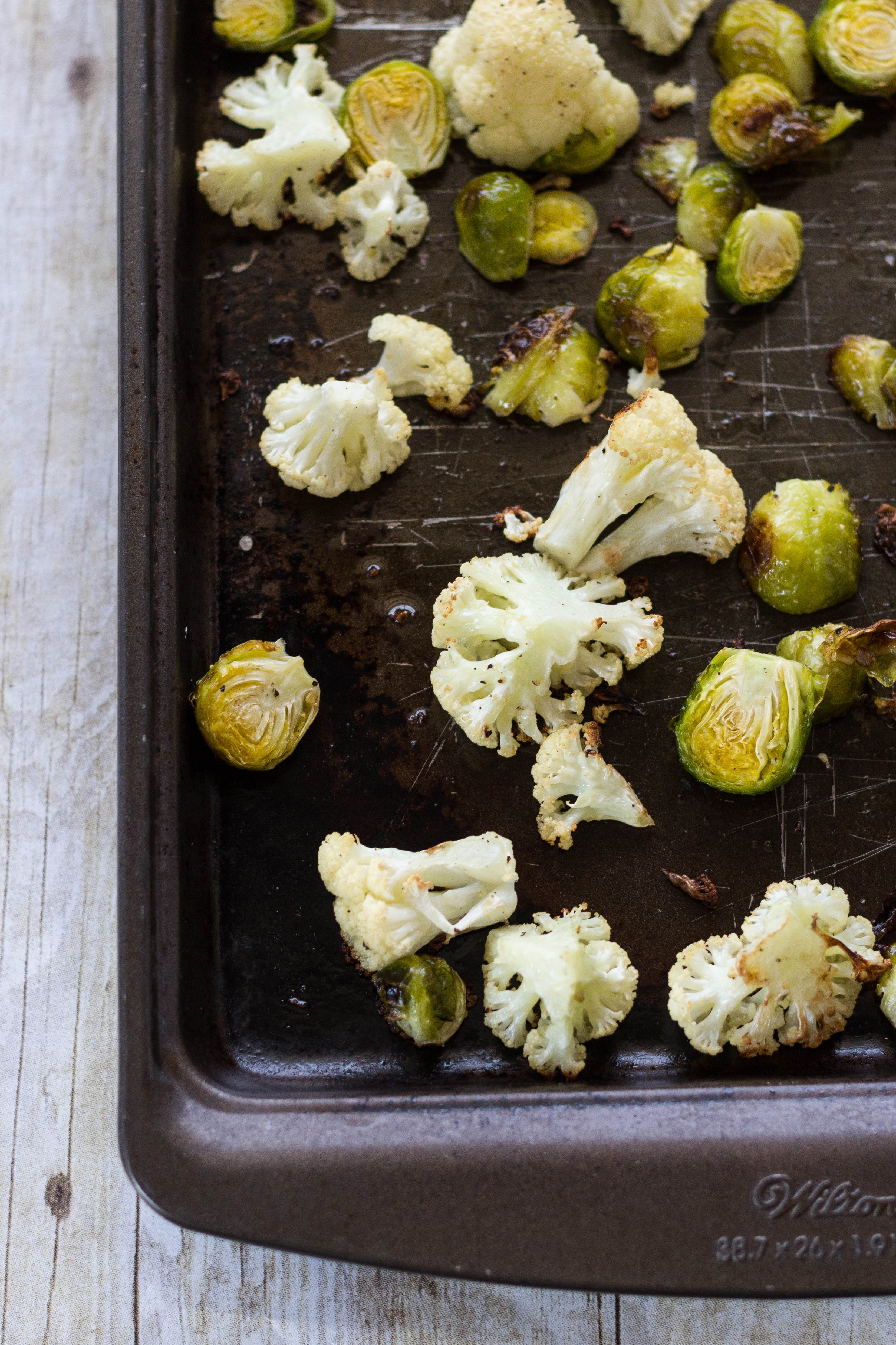 Roasted Cauliflower and Brussels Sprouts | https://www.roseclearfield.com