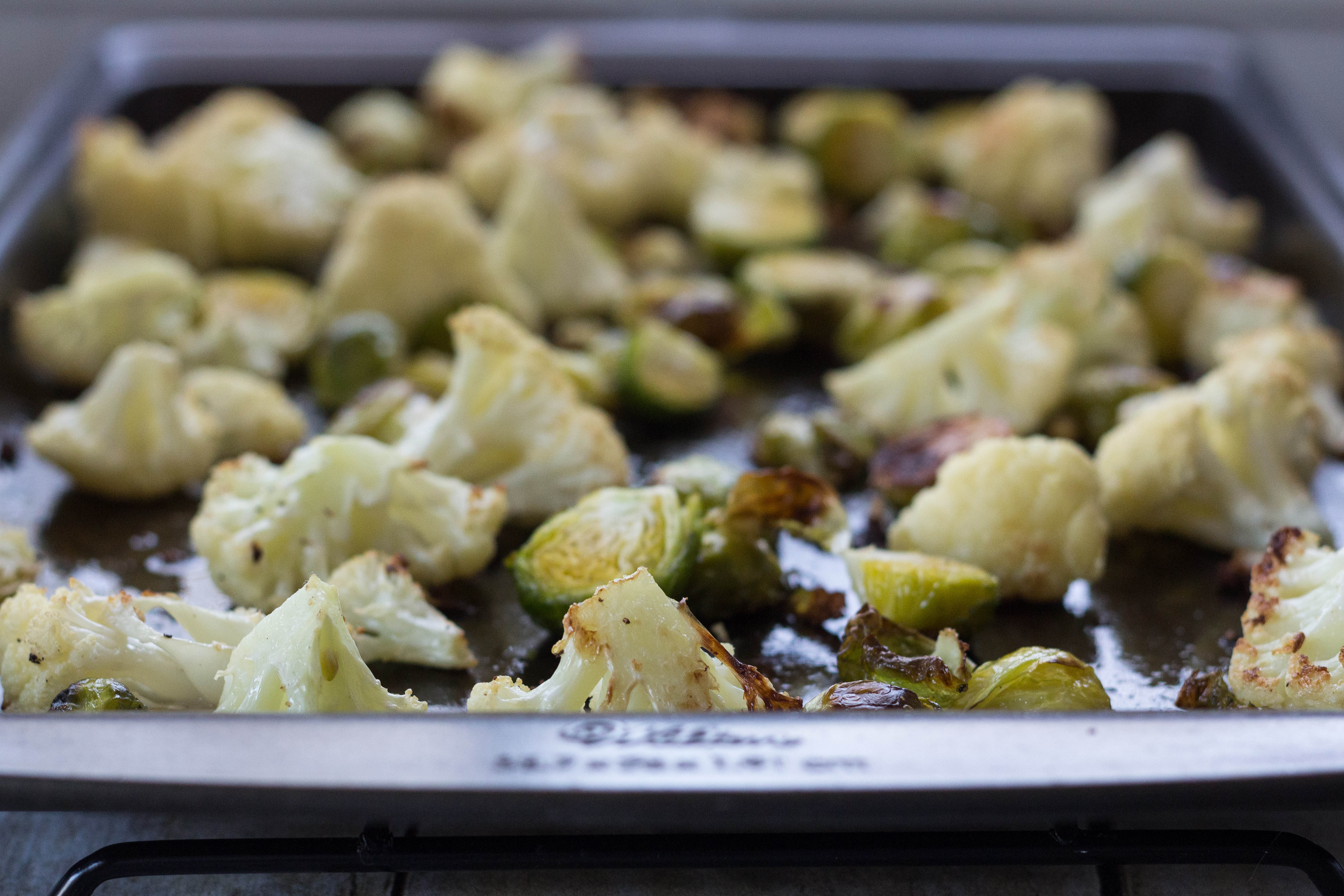 Roasted Cauliflower and Brussels Sprouts | https://www.roseclearfield.com