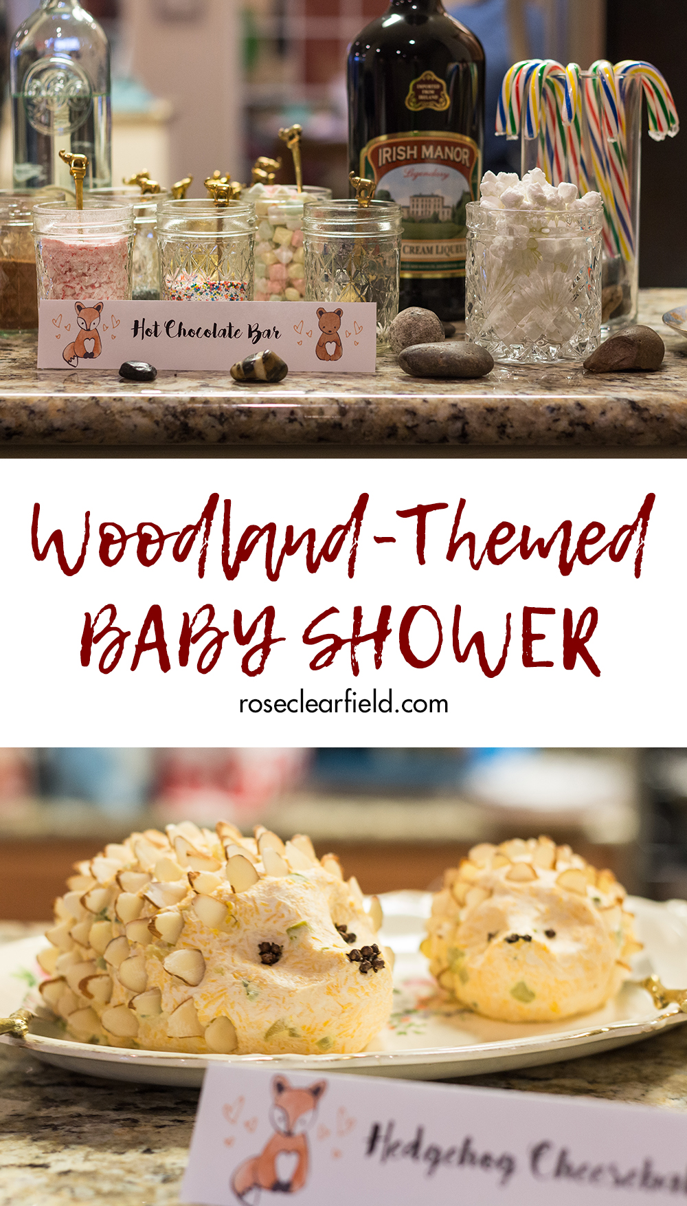 Woodland-themed baby shower. Perfect shower theme for a boy or a girl, any time of the year! #babyshower #woodlandtheme #animalparty | https://www.roseclearfield.com