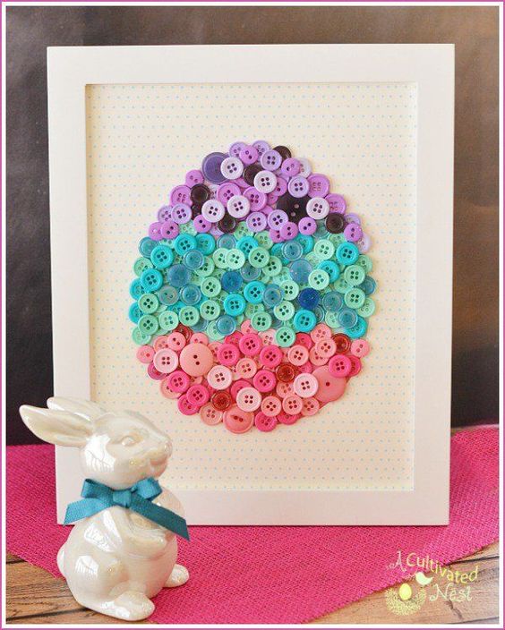 DIY Easy Easter Decor Ideas - Button Easter Egg via A Cultivated Nest | https://www.roseclearfield.com