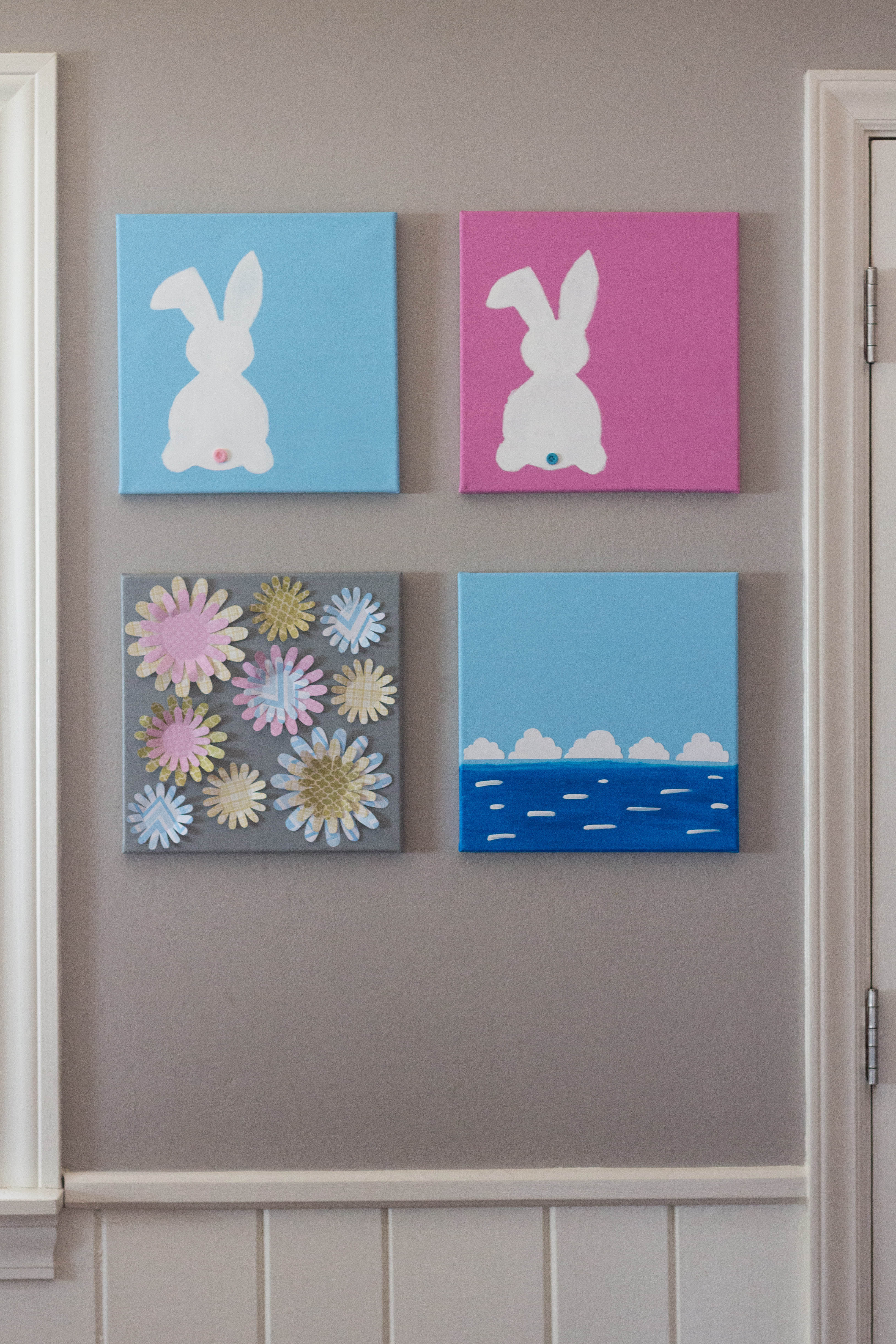 DIY Easter Bunny Wall Art Entryway Display | https://www.roseclearfield.com