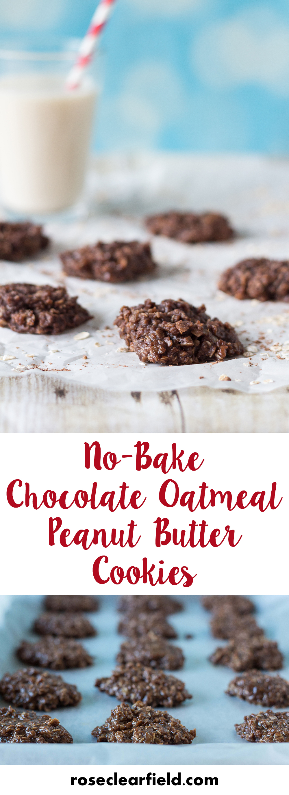 No-Bake Chocolate Oatmeal Peanut Butter Cookies | https://www.roseclearfield.com