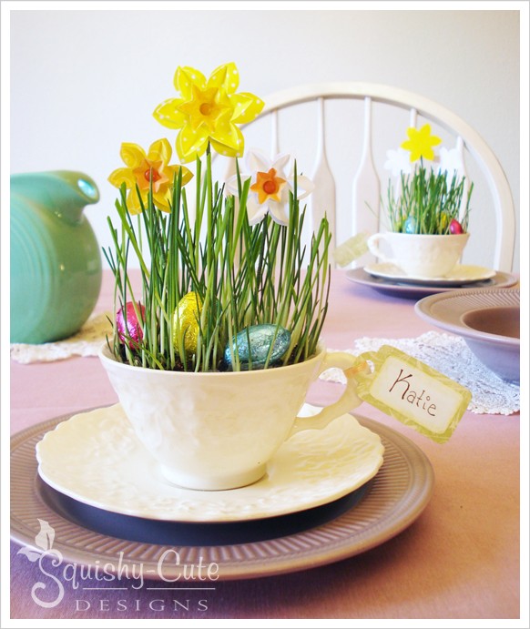 DIY Easy Easter Decor Ideas - Teacup Spring Craft via Squishy Cute Designs | https://www.roseclearfield.com