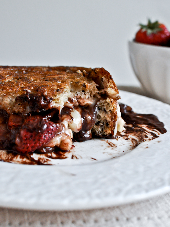 Dessert Grilled Cheese Recipes - Roasted Strawberry, Brie, and Chocolate Grilled Cheese via How Sweet It Is | http://www.roseclearfield